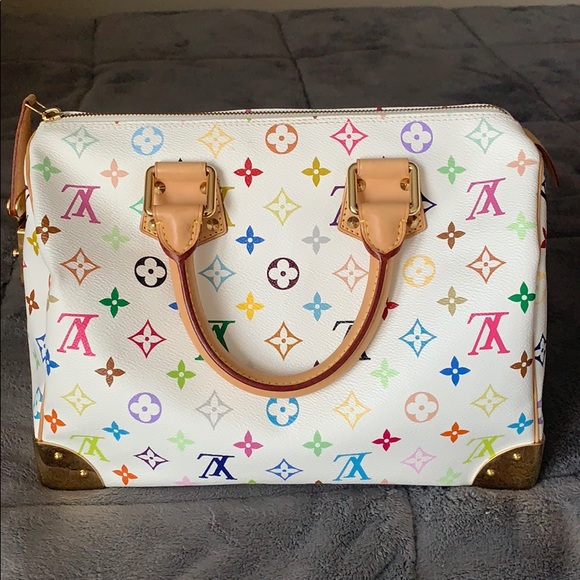 Louis Vuitton White Multicolor Monogram Speedy - Picture 3 of 6